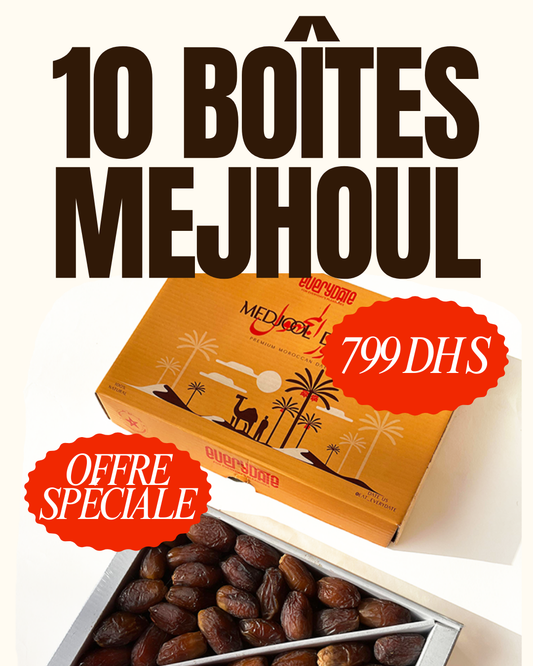 Pack de 10 boîtes de Dattes Mejhoul Medium de Tafilalet - 1 KG | Trésor du Maroc